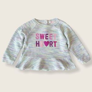 Joe Fresh 18-24M Sweet Heart Melange Knit Sweatshirt Peplum Top